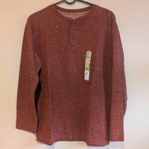 *5/$25* Boy's Rust Red Henley Long Sleeve Shirt - Size Large Husky (14/16H)
